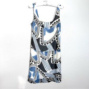 Walter Geometric Shift Dress Blue and White Size 2 Mod Hipster Retro 70s Summer‎